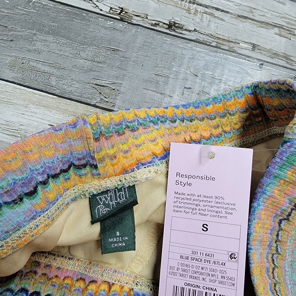 Wild Fable Mesh Flare Adaptive Yoga pants Yellow & Blue Space dye - Picture 7 of 12